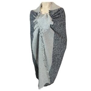 Christopher CJ Banks Blanket Shawl Gray color block Lightweight 60" x 50"
